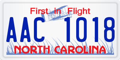 NC license plate AAC1018