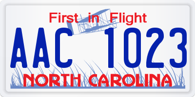 NC license plate AAC1023