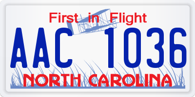 NC license plate AAC1036