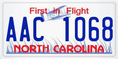 NC license plate AAC1068