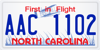NC license plate AAC1102