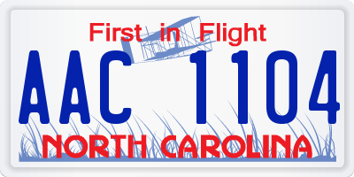 NC license plate AAC1104