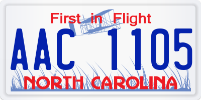 NC license plate AAC1105