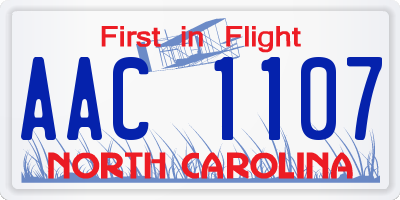 NC license plate AAC1107