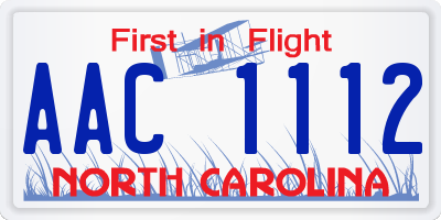 NC license plate AAC1112