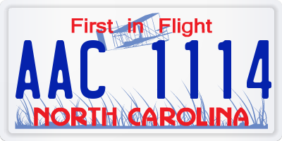 NC license plate AAC1114