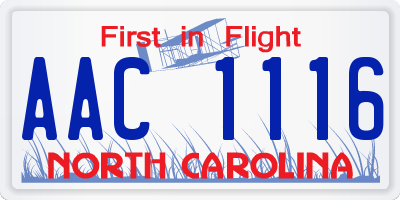 NC license plate AAC1116