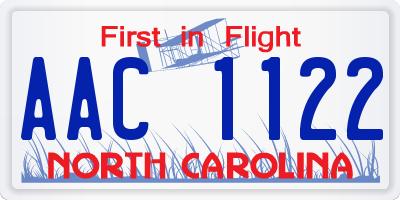 NC license plate AAC1122