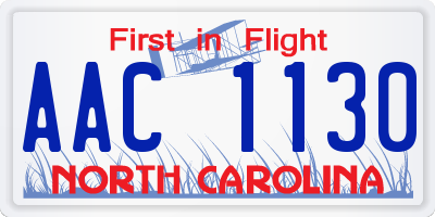 NC license plate AAC1130
