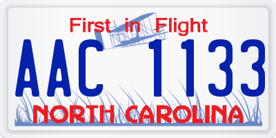 NC license plate AAC1133