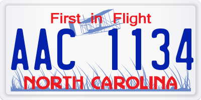 NC license plate AAC1134