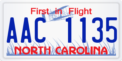 NC license plate AAC1135