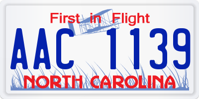 NC license plate AAC1139