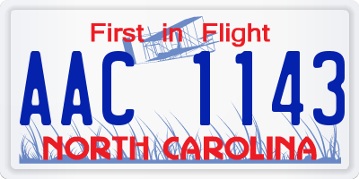 NC license plate AAC1143