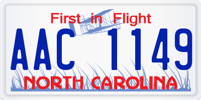 NC license plate AAC1149