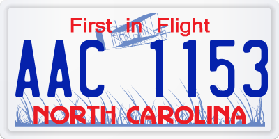 NC license plate AAC1153