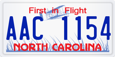 NC license plate AAC1154