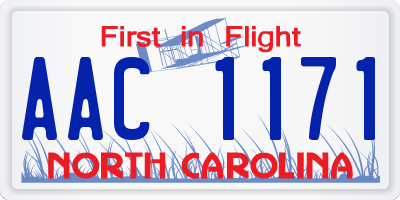 NC license plate AAC1171