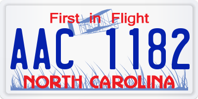 NC license plate AAC1182
