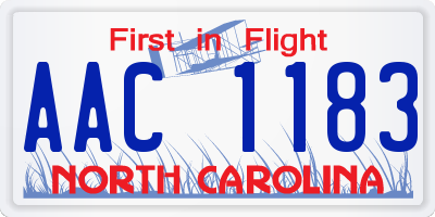 NC license plate AAC1183