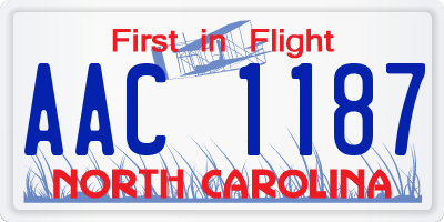 NC license plate AAC1187