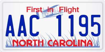 NC license plate AAC1195