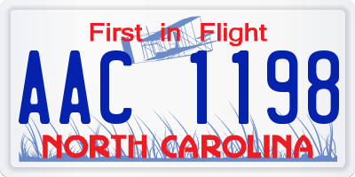 NC license plate AAC1198