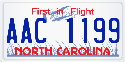 NC license plate AAC1199