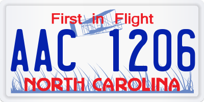 NC license plate AAC1206