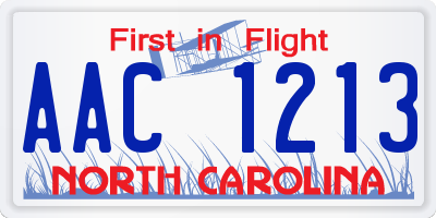 NC license plate AAC1213