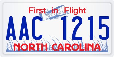 NC license plate AAC1215