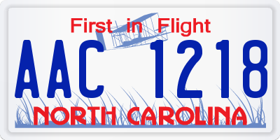 NC license plate AAC1218