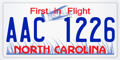 NC license plate AAC1226