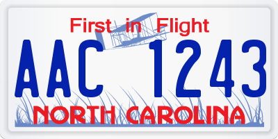 NC license plate AAC1243