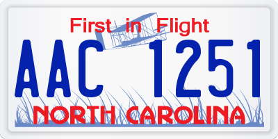 NC license plate AAC1251