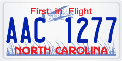 NC license plate AAC1277