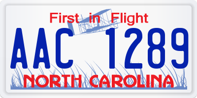 NC license plate AAC1289