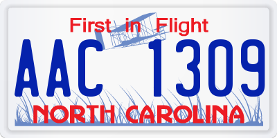 NC license plate AAC1309