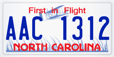 NC license plate AAC1312