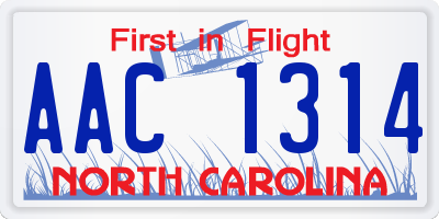 NC license plate AAC1314