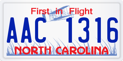 NC license plate AAC1316