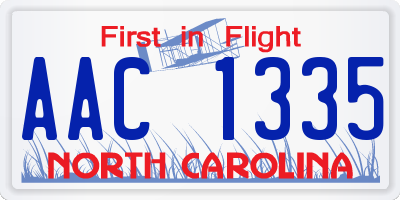 NC license plate AAC1335