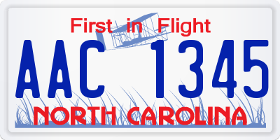 NC license plate AAC1345