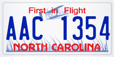 NC license plate AAC1354