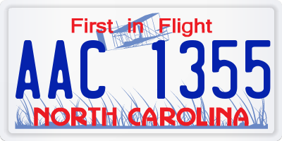 NC license plate AAC1355