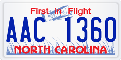 NC license plate AAC1360