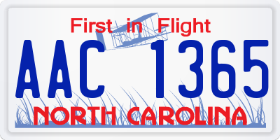NC license plate AAC1365