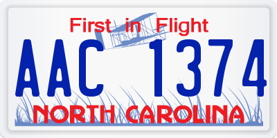 NC license plate AAC1374