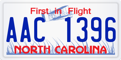 NC license plate AAC1396