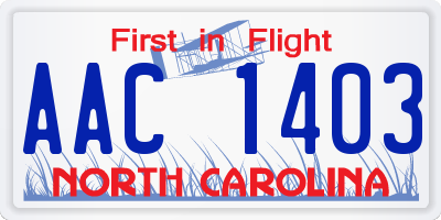 NC license plate AAC1403